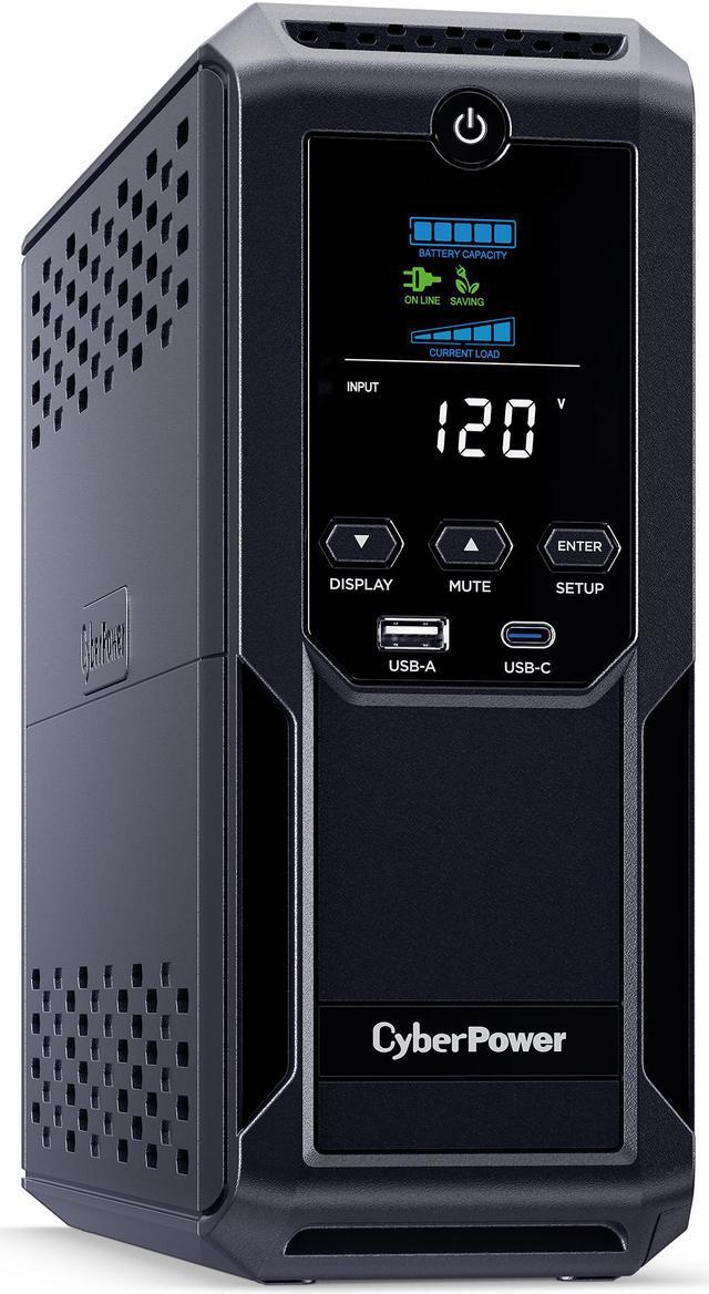 CyberPower Intelligent LCD UPS CP1500AVRLCD3 1500VA/900W, 12 Outlets, USB  Ports, AVR, Mini Tower