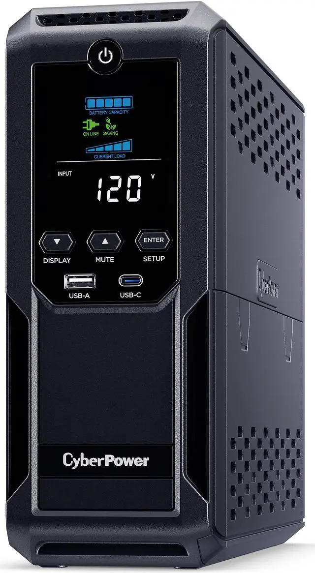 Alt view image 3 of 7 - CyberPower CP1500AVRLCD3 Intelligent LCD UPS Systems - 1500VA/900W, 120 VAC, NEMA 5-15P, Mini-Tower, 12 Outlets, LCD