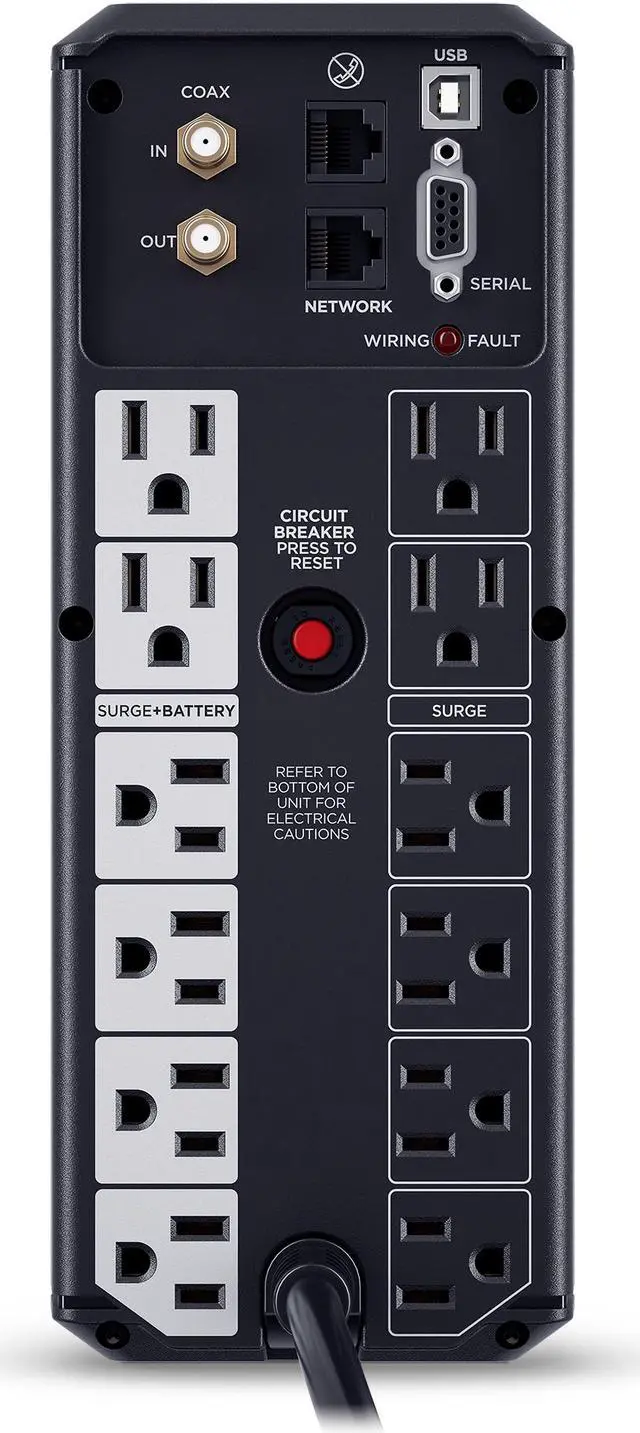 Alt view image 4 of 7 - CyberPower CP1500AVRLCD3 Intelligent LCD UPS Systems - 1500VA/900W, 120 VAC, NEMA 5-15P, Mini-Tower, 12 Outlets, LCD