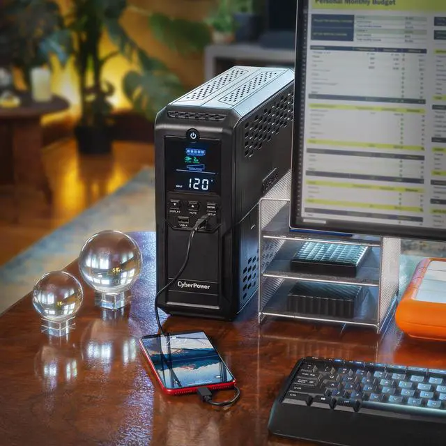Alt view image 7 of 7 - CyberPower CP1500AVRLCD3 Intelligent LCD UPS Systems - 1500VA/900W, 120 VAC, NEMA 5-15P, Mini-Tower, 12 Outlets, LCD