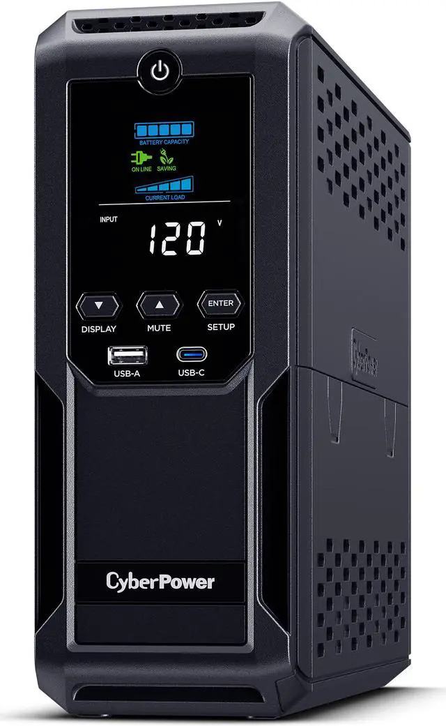 Alt view image 2 of 7 - CyberPower BRG1500AVRLCD2 Intelligent LCD UPS System -1500VA/900W -1 2 Outlets - 2 USB Ports - AVR - Mini-Tower