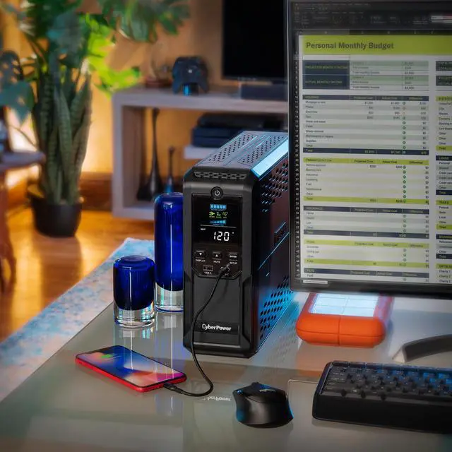 Alt view image 6 of 7 - CyberPower BRG1500AVRLCD2 Intelligent LCD UPS System -1500VA/900W -1 2 Outlets - 2 USB Ports - AVR - Mini-Tower