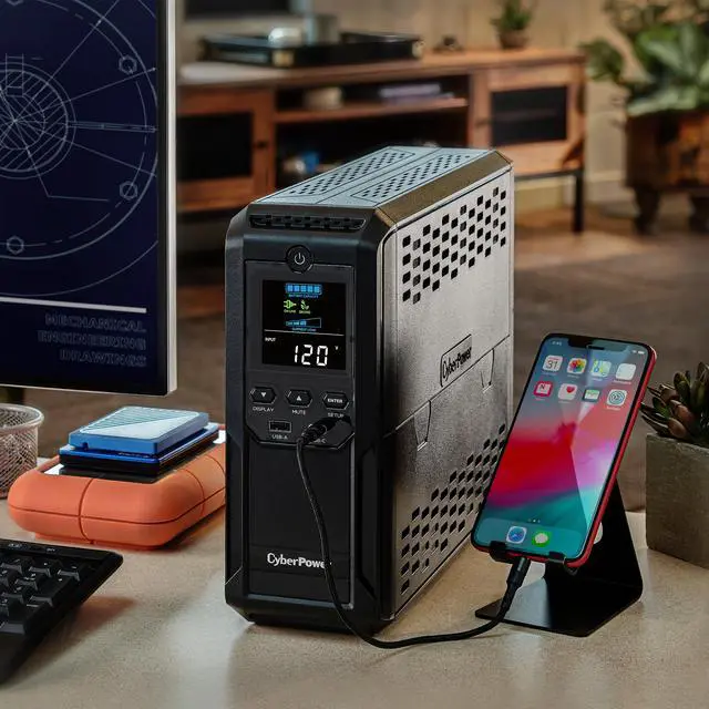 Alt view image 7 of 7 - CyberPower BRG1500AVRLCD2 Intelligent LCD UPS System -1500VA/900W -1 2 Outlets - 2 USB Ports - AVR - Mini-Tower