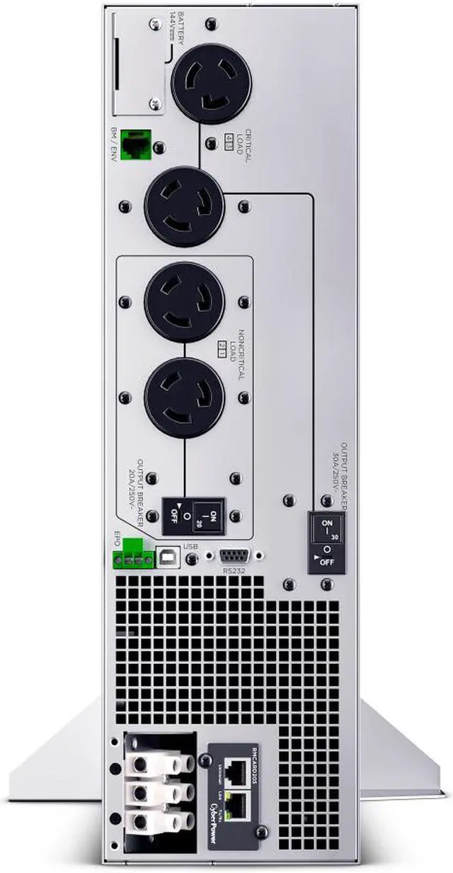 Alt view image 4 of 4 - CyberPower OL5KRTHDL Smart App Online UPS Systems - 5000VA/5000W, 200 - 240 VAC, Hardwire Terminal (NEMA L6-30P power cord included), 3U, Rack / Tower, Sine Wave, 4 Outlets, LCD, PowerPanel® Business