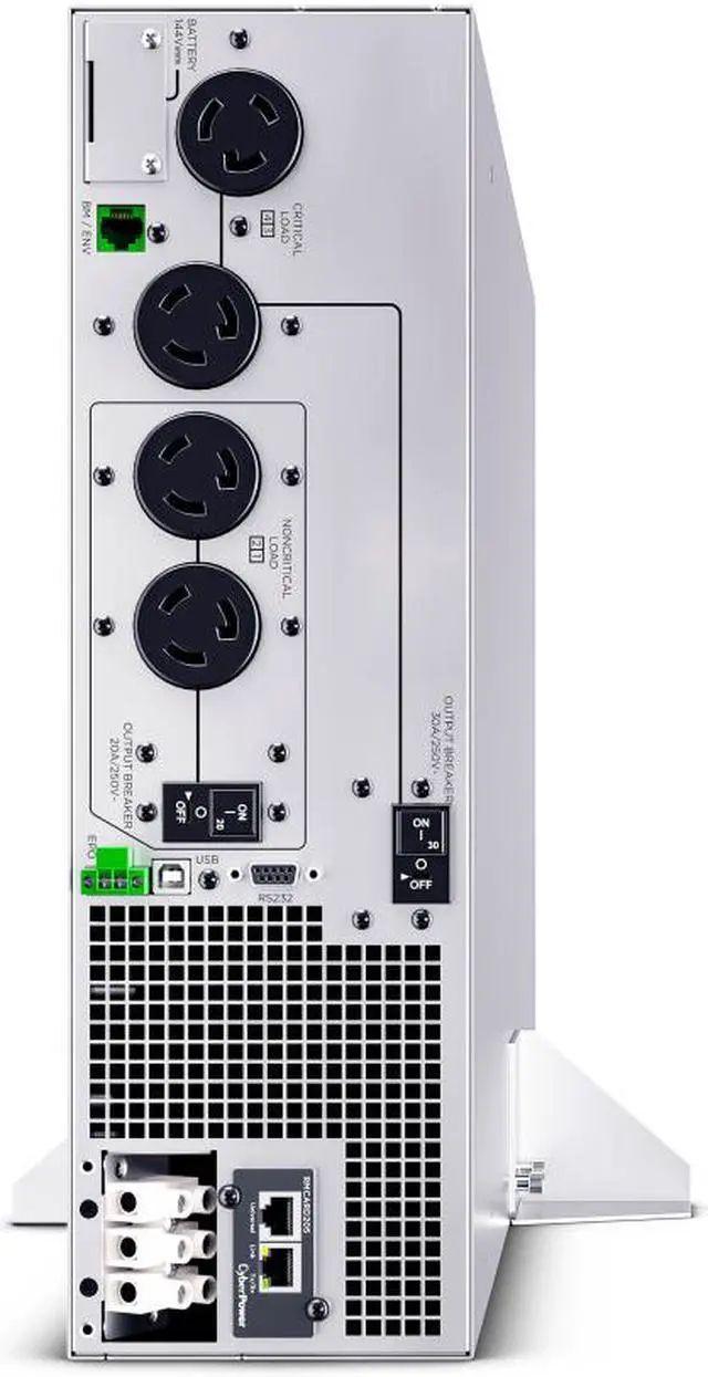 Alt view image 4 of 4 - CyberPower OL6KRTHDL Smart App Online UPS Systems - 6000VA/6000W, 200 - 240 VAC, Hardwire Terminal (NEMA L6-30P power cord included), 3U, Rack / Tower, Sine Wave, 4 Outlets, LCD, PowerPanel® Business