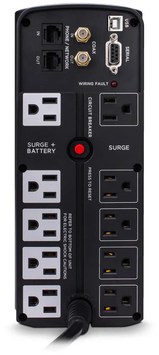 Alt view image 3 of 4 - CyberPower CST135XLU Battery Backup GreenPower UPS™ Bypass Technology, 1350 VA / 810 W, Line Interactive, Simulated Sine Wave, NEMA 5-15P, 6 ft. cord, 10 (5 surge, 5 surge + battery backup)