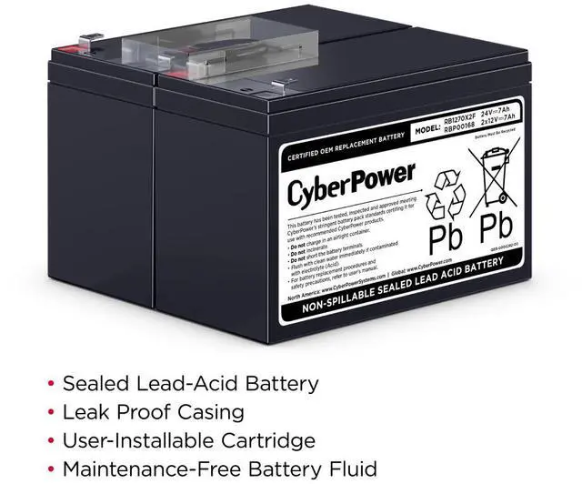 Alt view image 4 of 4 - CyberPower RB1270X2F Replacement Battery Cartridge