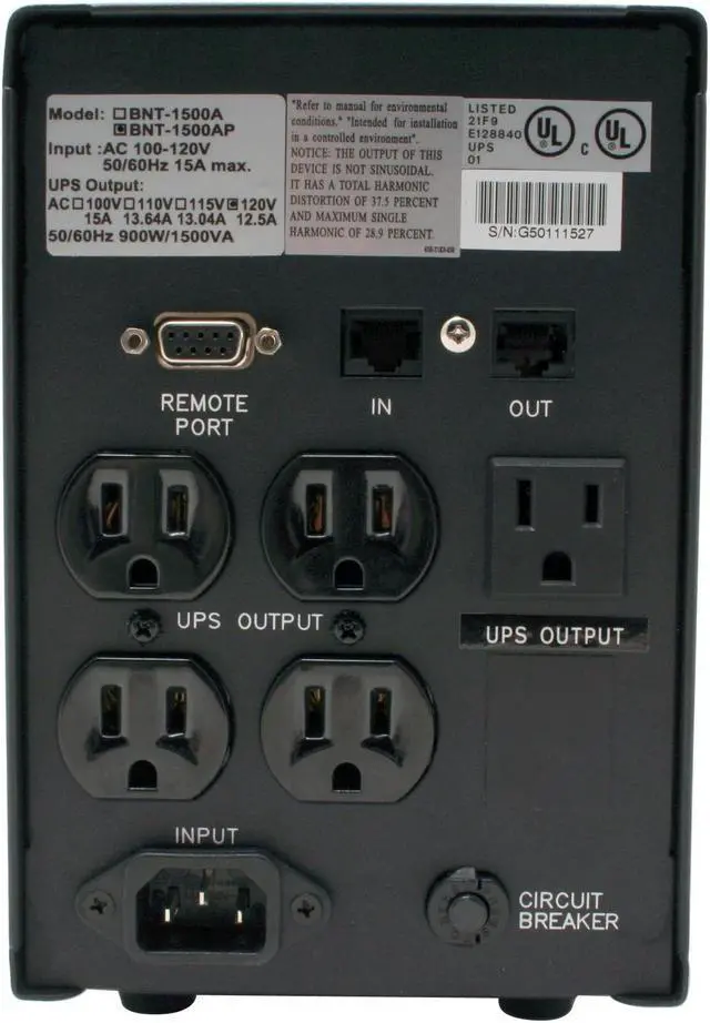 Alt view image 4 of 7 - PCM Powercom BLACK KNIGHT PRO BNT-1500AP 1500 VA 5 Outlets UPS
