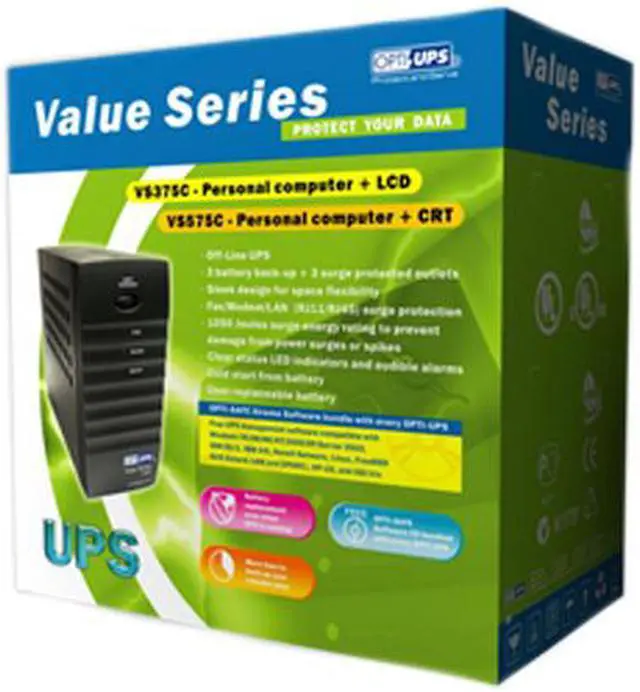 Alt view image 5 of 5 - OPTI-UPS Value Series VS575C-BLK 575 VA 345W 6 Outlets Black UPS