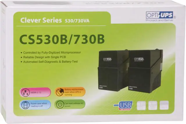 Alt view image 9 of 9 - OPTI-UPS Clever Series CS730B 730 VA 365 Watts 4 Outlets UPS