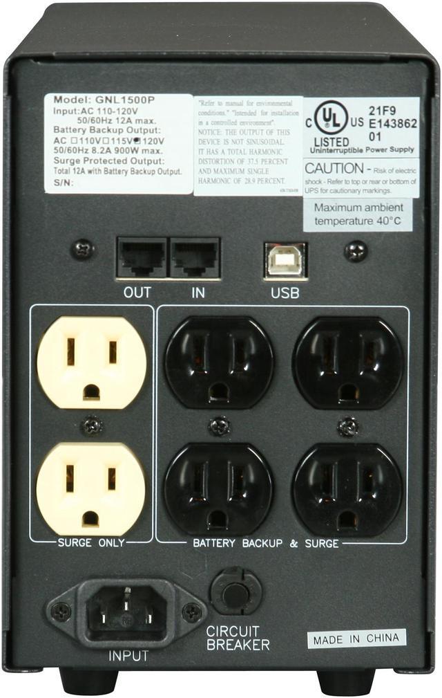 Alt view image 4 of 5 - OPTI-UPS GNL1500P 1500VA 900W Line Interactive UPS with AVR 6-Outlet