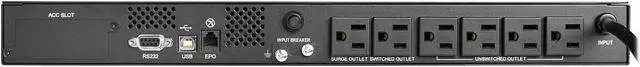 Alt view image 2 of 6 - Tripp Lite SMART500RT1U Series 500VA 300W 120V Line-Interactive UPS - 6 NEMA 5-15R Outlets, USB, DB9, Network Card Option, 1U Rack/Tower - 1U Rack/Tower - 4 Hour Recharge - 3.20 Minute Stand-by -120 V AC Input-120 V AC Output-6 x NEMA 5-15R