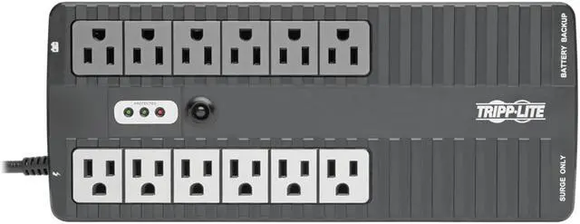 Alt view image 3 of 6 - Tripp Lite INTERNET750U Series 750VA 450W Standby UPS - 12 NEMA 5-15R Outlets, 120V, 50/60 Hz, USB, 5-15P Plug, Desktop / Wall Mount - Ultra-compact Desk-mount - 4 Hour Recharge - 2.50 Minute Stand-by