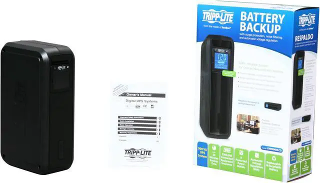 Alt view image 6 of 7 - Tripp Lite OMNI900LCD Series OmniSmart LCD 120V 900VA 475W Line-Interactive UPS, Tower, LCD display, USB port - 900VA/475W -3 Minute Full Load - 4 x NEMA 5-15R - Battery/Surge-protected,4 x NEMA 5-15R