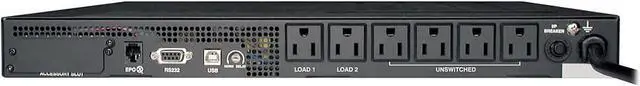 Alt view image 2 of 3 - Tripp Lite SMART1000RM1U Series SmartPro 120V 1kVA 800W Line-Interactive Sine Wave UPS, Network Card Option, USB, DB9, 6 Outlets,1U Rack/Vertical - 1U Rack-mountable -4.50 Hour Recharge- 4 Min Stan by