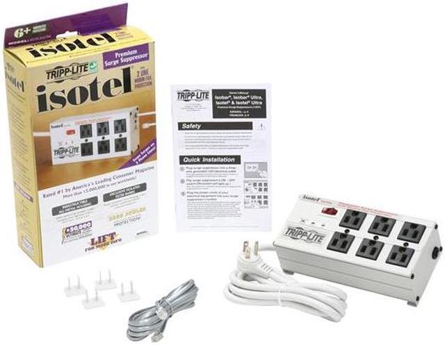 Alt view image 6 of 6 - Tripp Lite ISOTEL6ULTRA 6ft. 6 Outlets 3330 Joules Isobar Surge Suppressor