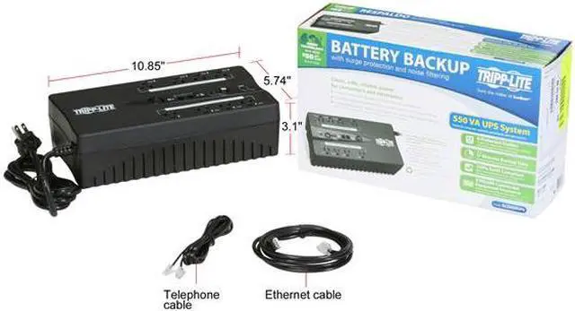 Alt view image 6 of 6 - Tripp Lite ECO550UPS Energy Saving Green 550 VA 300 Watts 8 Outlets Standby UPS for PCs
