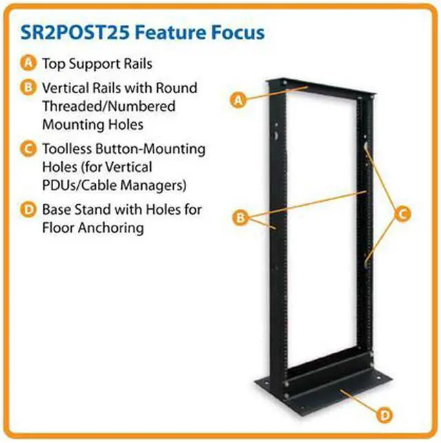 Alt view image 2 of 2 - Tripp Lite SR2POST25 25U 2-Post SmartRack Open Frame Rack