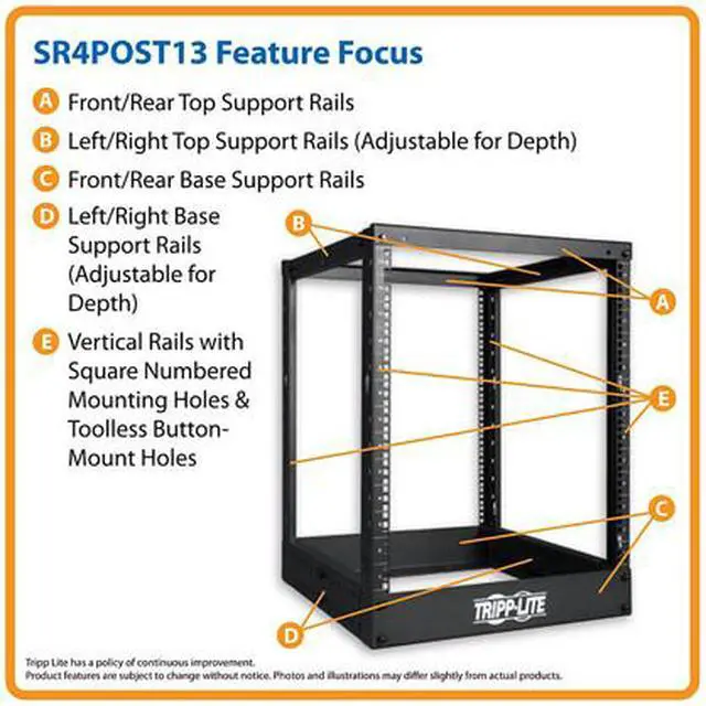 Alt view image 2 of 2 - Tripp Lite SR4POST13 13U 4-Post SmartRack Open Frame Rack - Organize and Secure Network Rack Equipment