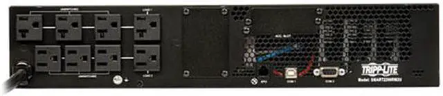 Alt view image 4 of 14 - Tripp Lite SMART2200RM2U Series SmartPro 1950VA 1950W 120V Line-Interactive Sine Wave UPS - 7 Outlets, Extended Run, LCD, USB, DB9, 2U Rack/Tower -1950VA/1950W - 4 x NEMA 5-15R, 4 x NEMA 5-15/20R