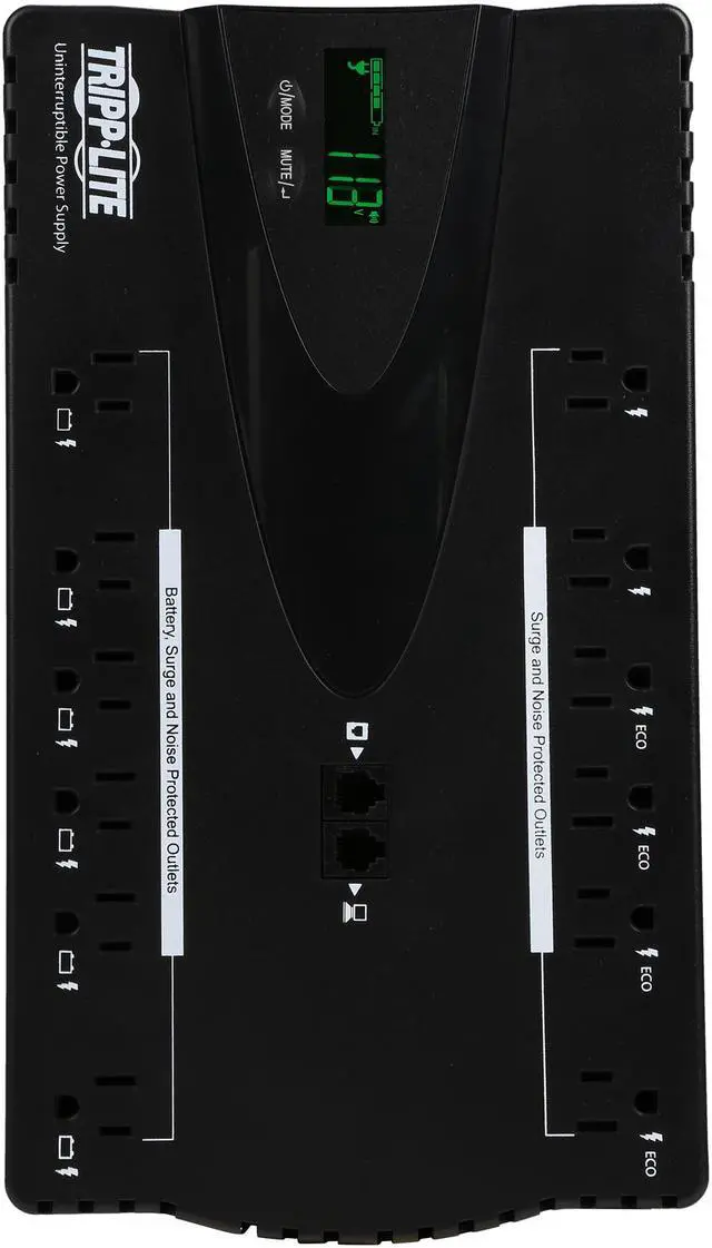 Alt view image 4 of 5 - Tripp Lite 850 VA UPS Battery Backup, LCD, 425 Watts Eco Green, USB, RJ11, 12 Outlets (ECO850LCD)
