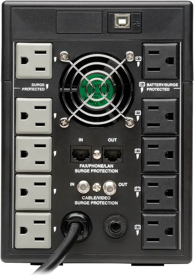 Alt view image 4 of 7 - Tripp Lite OMNI1500LCDT Series OmniSmart 1500VA 810W 120V Line-Interactive UPS - 10 Outlets, AVR, USB, LCD, Tower - 1500 VA/810 W - 120 V ACTower - 10 x NEMA 5-15R