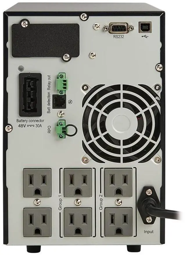Alt view image 2 of 7 - Tripp Lite SU1500XLCD  Series SmartOnline 1500VA 1350W 120V Double-Conversion UPS - 6 Outlets, Extended Run, Network Card Option, LCD, USB, DB9, Tower (SU1500XLCD)