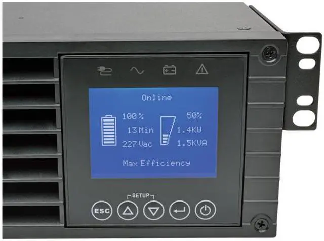 Alt view image 3 of 8 - Tripp Lite SU3000LCD2UHV 3kVA 2.7kW Smart Online UPS, Double Conversion 208/240V, Extended Run, 2U Rack Mount, Energy Star, LCD, USB, DB9