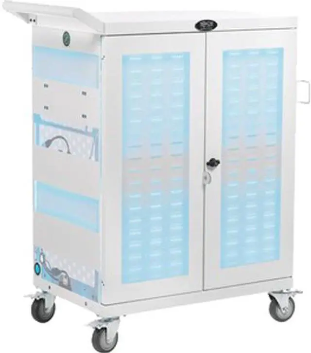 Main image of Tripp Lite CSC32ACWHG Multi-Device UV Charging Cart, Hospital-Grade, 32 AC Outlets, Laptops, Chromebooks, Antimicrobial