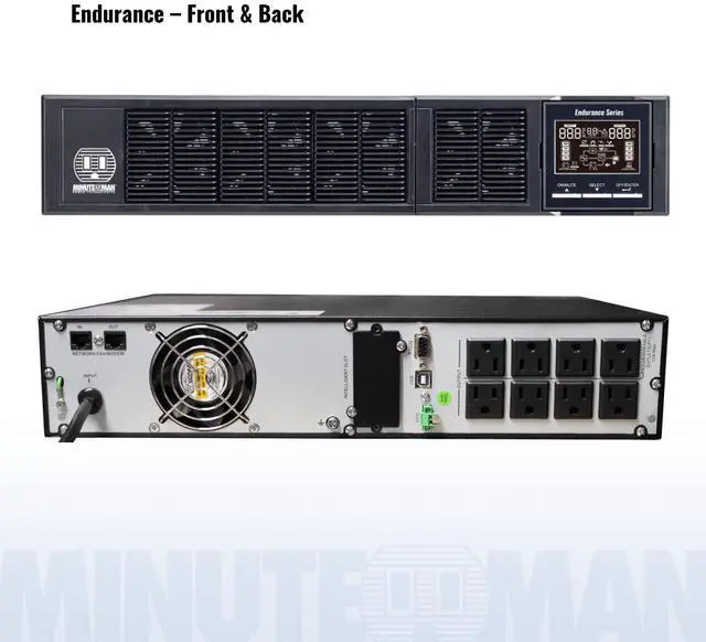 Alt view image 3 of 4 - Minuteman END1000RT2U-L Endurance Series: True sine wave, Online UPS with Lithium batteries, rack or tower installation formats, 1000VA/900W, 120V, power factor 0.9, (X) Controllable 5-15R Battery