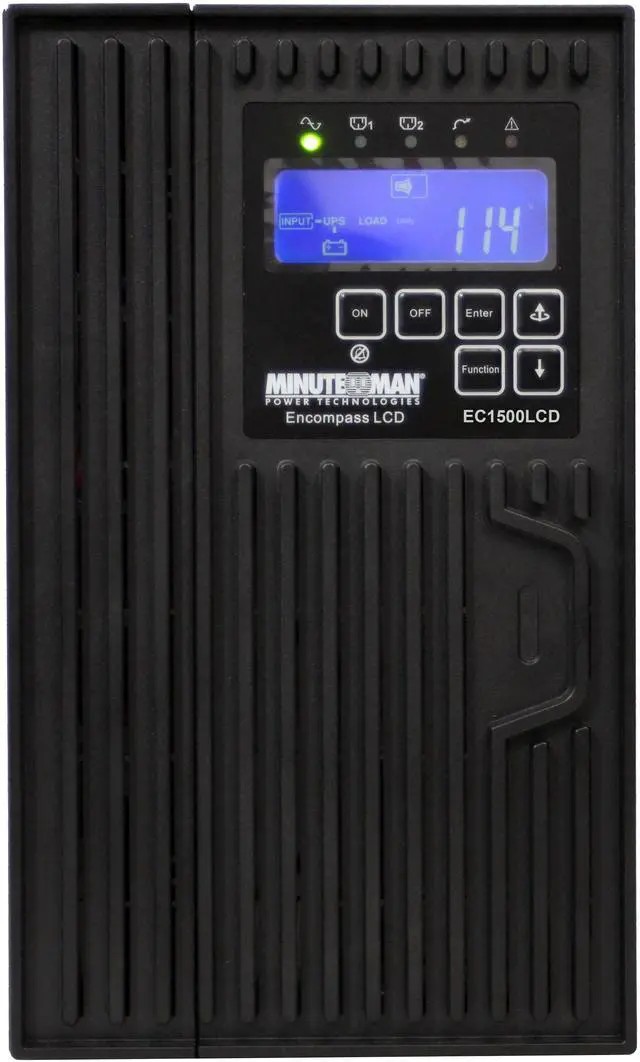 Main image of Minuteman EC1500LCD-NC Encompass 1500VA Tower UPS - Tower - 5 Minute Stand-by - Serial Port - 6 x NEMA 5-15R Receptacle(s) - 6 x Battery/Surge Outlet