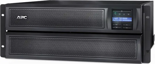 Main image of APC UPS, 2000 VA Smart-UPS Sine Wave, Short Depth UPS Battery Backup with Extended Run Option, Network Management Card, Tower/4U Rack Convertible, Line-Interactive, 120V (SMX2000LVNC)