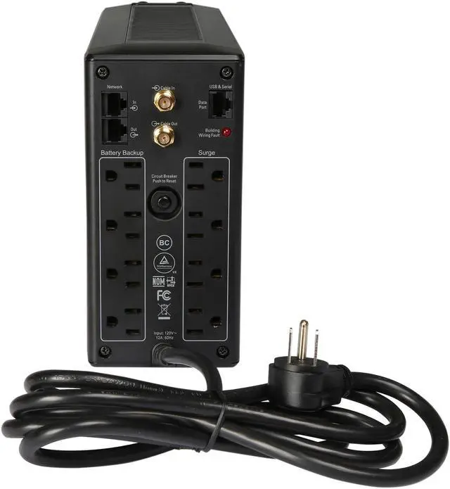 Alt view image 6 of 7 - APC BX850M Back-UPS 850, Compact Tower, 850VA, 120V, AVR, LCD, 8 NEMA outlets (4 surge) - Tower - 12 Hour Recharge - 2 Minute Stand-by - 120 V Input - 120 V AC Output - Stepped Approximated Sine Wave