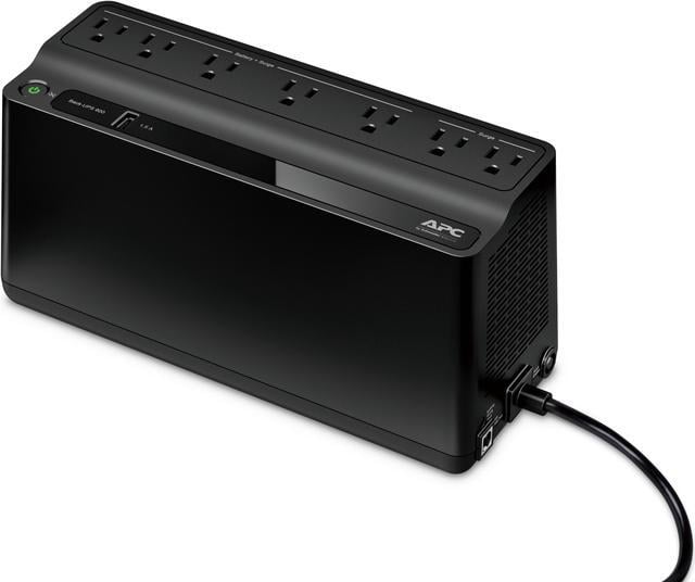 Main image of APC BE600M1 Back-UPS 600VA, 120V, 1 USB charging port, 7 NEMA outlets (2 surge) - Tower - 10 Hour Recharge - 3.20 Minute Stand-by - 120 V Input - 120 V AC Output