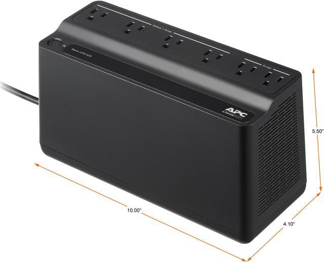 Alt view image 3 of 7 - APC BE425M Battery Back-UPS  6 Outlets, 425VA, 120V - Tower - 8 Hour Recharge - 3 Minute Stand-by - 120 V AC Input - 120 V AC Output - 6 x NEMA 5-15R - Power Protection