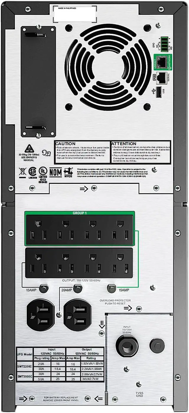 Alt view image 2 of 3 - APC SMT2200C Smart-UPS, Line Interactive, 2200VA, Tower, 120V, 8x NEMA 5-15R+2x NEMA 5-20R outlets, SmartConnect Port+SmartSlot, AVR, LCD-2U Tower-3 Hrs Recharge - 10.10 Minute Stand-by - 120 V Input
