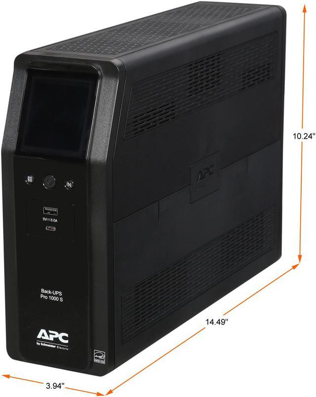 Alt view image 6 of 9 - APC BR1000MS Back-UPS Pro, 1000VA/600W, Tower, 120V, 10x NEMA 5-15R outlets, Sine Wave, AVR, USB Type A + C ports, LCD, User Replaceable Battery - Tower - 16 Hour Recharge - 3.70 Minute Stand-by