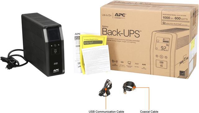 Alt view image 10 of 9 - APC BR1000MS Back-UPS Pro, 1000VA/600W, Tower, 120V, 10x NEMA 5-15R outlets, Sine Wave, AVR, USB Type A + C ports, LCD, User Replaceable Battery - Tower - 16 Hour Recharge - 3.70 Minute Stand-by