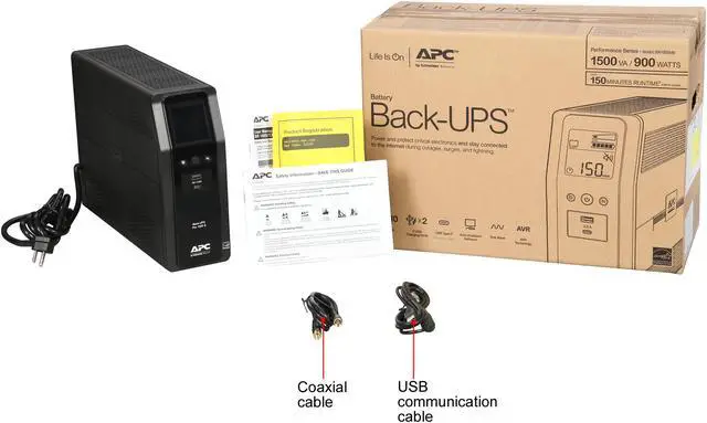 Alt view image 9 of 8 - APC BR1500MS 1500 VA SineWave 10 Outlets 2 USB Charging Ports Back-UPS Pro Battery Backup, Replaces BR1500G