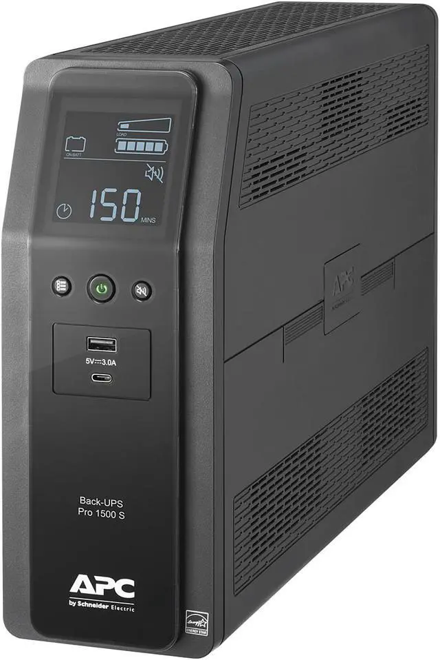 Alt view image 3 of 12 - APC BR1500MS2 Back-UPS Pro 1500VA/900W, Tower, 120V, 10x NEMA 5-15R outlets, AVR, USB Type A + C ports, LCD, User Replaceable Battery -Tower - AVR - 16 Hour Recharge -4.10 Minute Stand-by -120 V Input