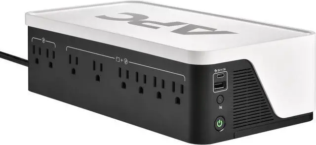 Main image of APC BE1050G3 Back-UPS, 1050VA/600W, Floor/Wall Mount, 120V, 8x NEMA 5-15R outlets, USB Type A + C Ports - Floor/Wall Mountable - 8 Hour Recharge - 120 V Input - 120 V AC Output - USB - 6 x NEMA 5-15R