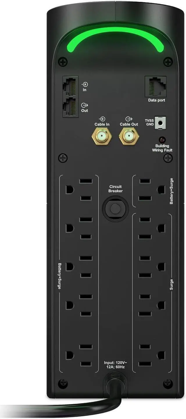 Alt view image 3 of 4 - APC BGM1500B-US Back-UPS Pro for Gaming, 1500VA/900W, Tower, 120V, 10x NEMA 5-15R outlets, RGB Lights, Pure Sine Wave, Midnight (Black)-Tower - 16 Hr Recharge -120 V Input- 120 V AC Output - Sin Wave -USB - 6 x NEMA 5-15R Receptacle(s)