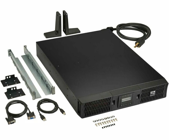 Alt view image 6 of 7 - Eaton Tripp Lite Series SmartOnline 3000VA 2700W 120V Double-Conversion Sine Wave UPS - 7 Outlets - Extended Run - Network Card Option - LCD, USB, DB9 - 2U Rack/Tower - TAA - SU3000RTXLCD2UTAA