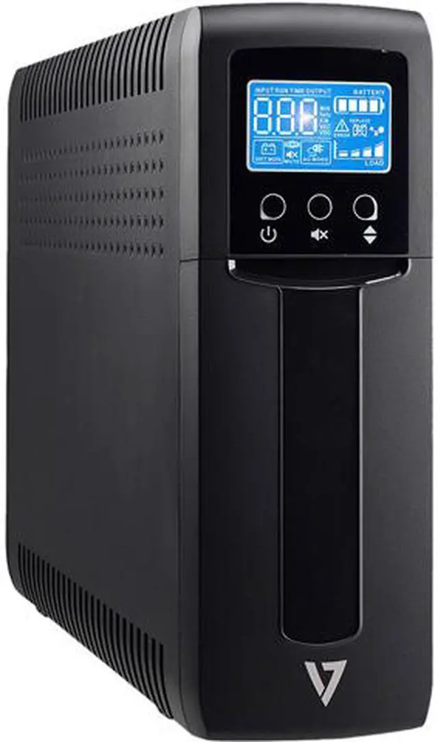 Main image of V7 UPS1TW1500-1N UPS 1500VA Tower (900W, 10 Outlets NEMA 5-15 (B) (5 Battery Backup+5 Surge only), Boost, AVR, LCD-Display, USB, Simulated Sine Wave, Line Interactive, 6ms Transfer time) Black