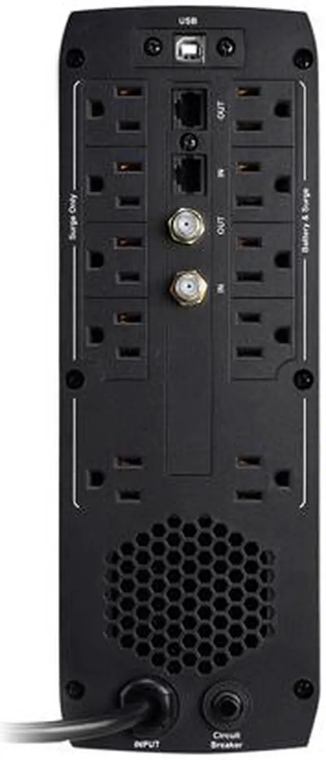 Alt view image 3 of 3 - V7 UPS1TW1500-1N UPS 1500VA Tower (900W, 10 Outlets NEMA 5-15 (B) (5 Battery Backup+5 Surge only), Boost, AVR, LCD-Display, USB, Simulated Sine Wave, Line Interactive, 6ms Transfer time) Black