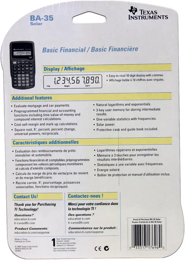 Alt view image 3 of 3 - Texas Instruments BA-35 SOLAR SOLAR Calculator