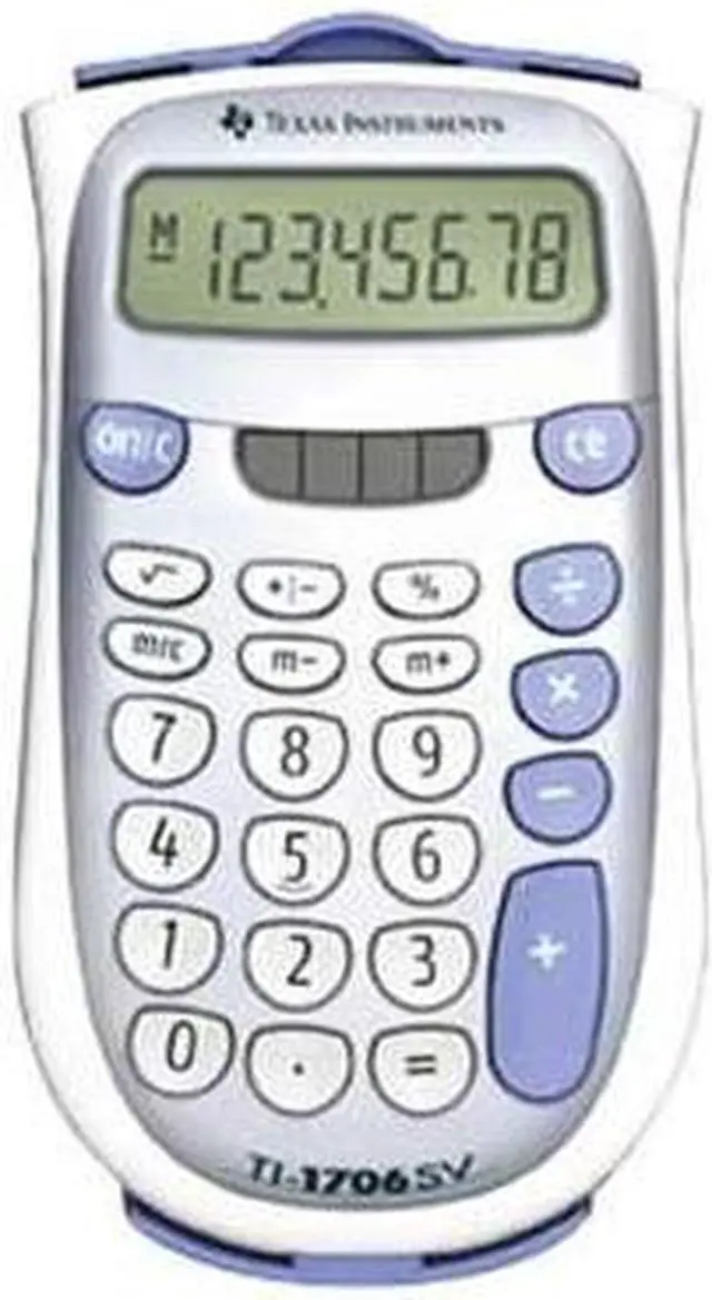 Alt view image 2 of 3 - Texas Instruments TI1706 SuperView Handheld Calculator
8 Character(s) - LCD - Solar, Battery Powered - Gray