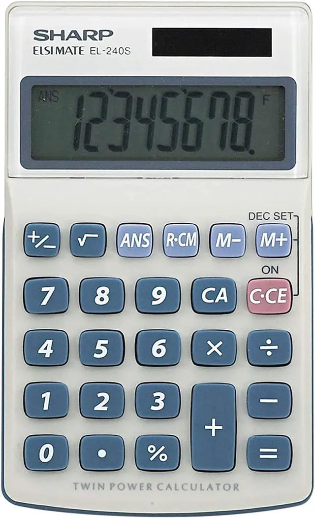 Main image of SHARP EL-240SB Twin-Powered Basic Hand-Held Calculator
