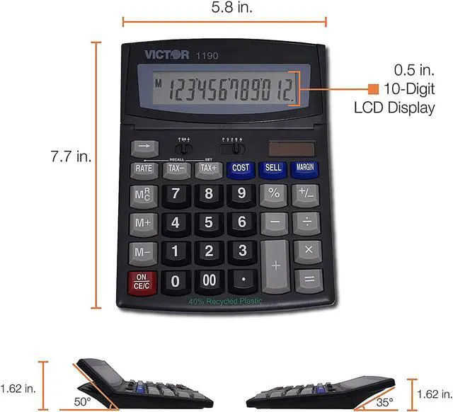 Alt view image 3 of 4 - Victor 1190 Executive Desktop Calculator, 12-Digit LCD