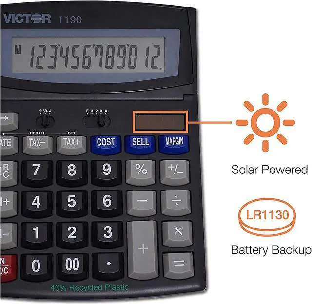 Alt view image 4 of 4 - Victor 1190 Executive Desktop Calculator, 12-Digit LCD